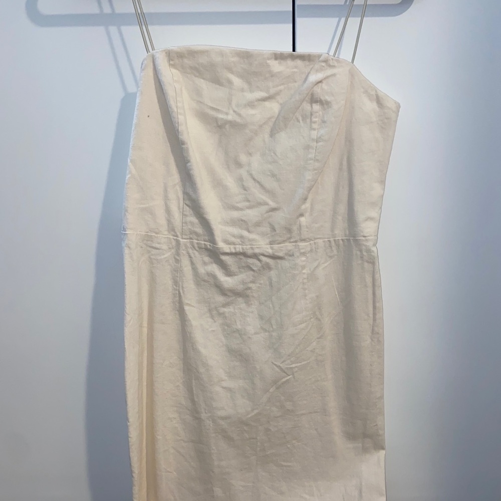 UP cream canvas Spaghetti strap mini dress(size 4)